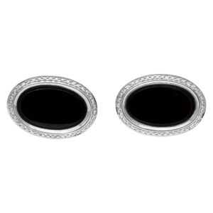 Black onyx and diamond cufflinks in 18k white gold