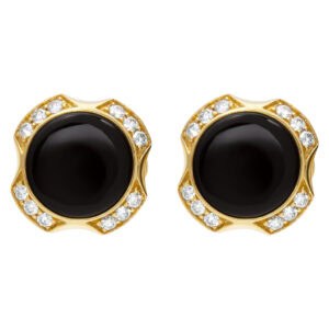 Black onyx and diamond cufflinks in 18k yellow gold