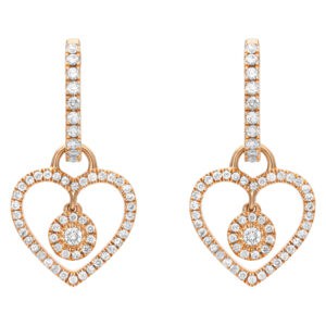 Heart shaped diamond earrings in 18k yellow gold with approx 0.56ct