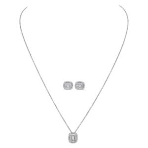 Diamond earrings and necklace set in 14k white gold