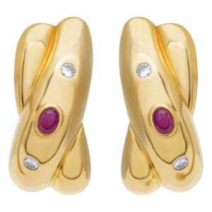 Cartier crossover 18K yellow gold earrings with diamond accents