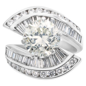 GIA certified 3.12 carat round diamond (L Color, SI2 Clarity) ring with 18k white gold