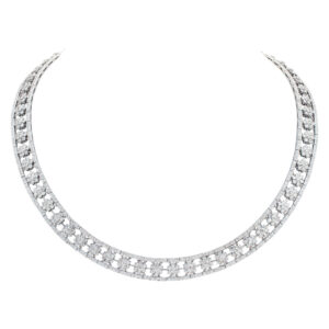 Pave diamond flower bouquet eternity necklace set in 18k white gold with approximate total carat weight of 10 carats