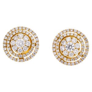 Micro pave diamond earrings in 18k yellow gold