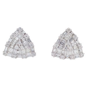 Mosaic triangle earrings in 18k white gold