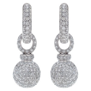 Versatile Floating Balloon Of Pave Diamond Earrings In 18k White Gold