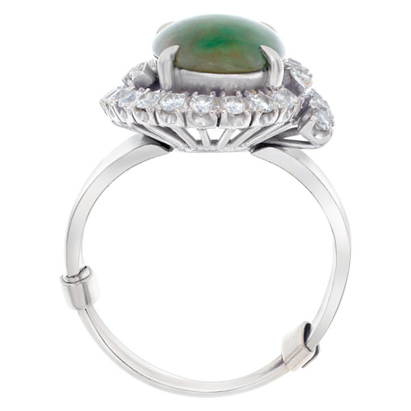 Jade and diamond ring in 14k white gold with approximately .5 cts in diamonds