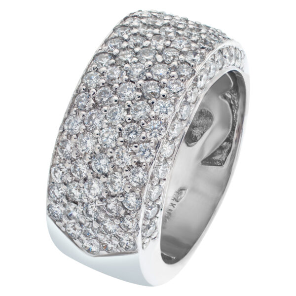 Sparkling bright micro pave diamond ring set in 18k white gold