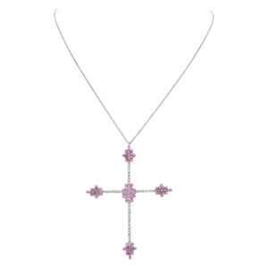 "Bizantine" wide cross with diamonds & pink sapphires