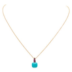 Pomellato Capri Pendant 18k Turquoise and Ruby Necklace