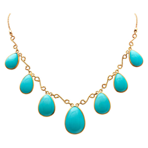 Set for a Queen! Turquoise necklace, earring & ring set in 18k