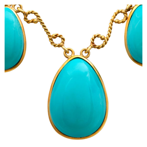 Set for a Queen! Turquoise necklace, earring & ring set in 18k