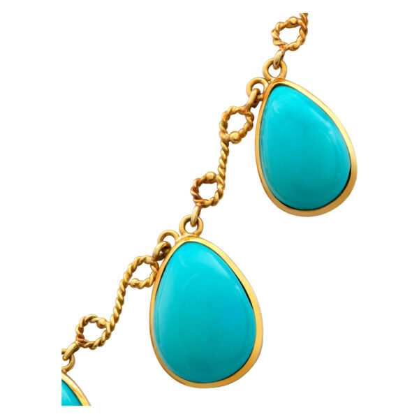 Set for a Queen! Turquoise necklace, earring & ring set in 18k