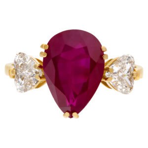 AGL certified natural ruby ring 18k yellow gold