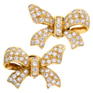 Bow diamond earrings in 18k