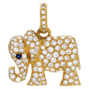 Elephant diamond pendant in 18k