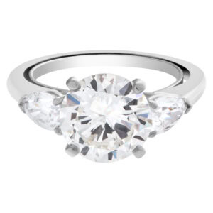 GIA certified round brilliant cut diamond 2.95 carat (I color, SI1 clarity) ring