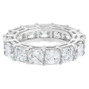 Diamond Eternity Band and Ring Asscher cut diamonds in platinum. Approx. total weight 8 carats. Size