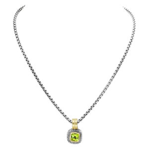 David Yurman "Albion" peridot enhancer Pendant in 14Kt Gold & sterling silver.