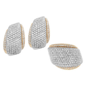 Giorgio Viscoti earring & ring set in 18k white & yellow gold