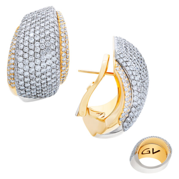 Giorgio Viscoti earring & ring set in 18k white & yellow gold