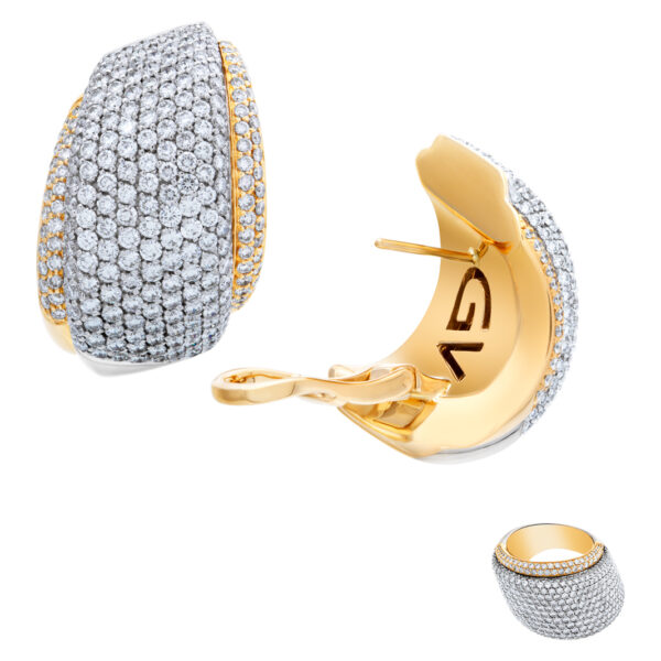 Giorgio Viscoti earring & ring set in 18k white & yellow gold