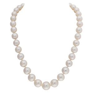 South Sea pearl necklace with 18K white gold diamond clasp.