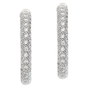 Inside-out pave diamonds hoop earrings set in 18k white gold with approximately 11.60 carats