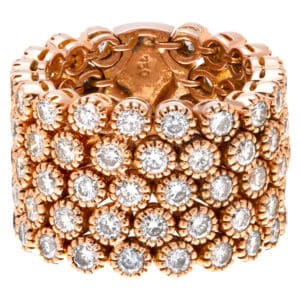 Italian made, flex honeycomb diamonds ring in 18k rose gold. Size 7