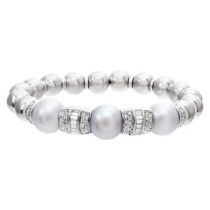 South Sea Pearl and diamond bracelet in 18k white gold