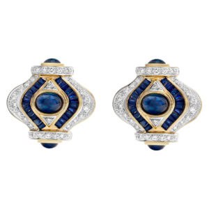 Sapphire and diamond earrings in 18k gold