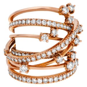 Zig-Zag diamond ring over 1 carat in diamonds 18k rose gold