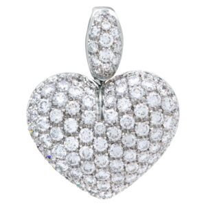 "Heart" Puff diamond pave pendant in 18 white gold