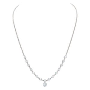 GIA certified heart brilliant cut diamond 1 carat (F color, VS2 clarity) necklace with bezel set round full cut diamonds