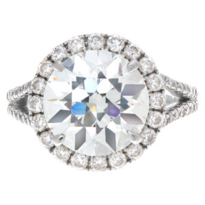 GIA certified diamond ring 4.39 carat (K color, VVS2 clarity) set in 18k white gold setting