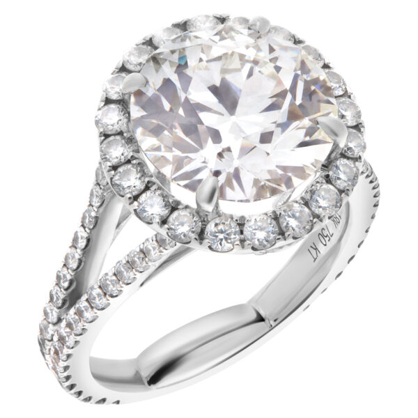 GIA certified diamond ring 4.39 carat (K color, VVS2 clarity) set in 18k white gold setting