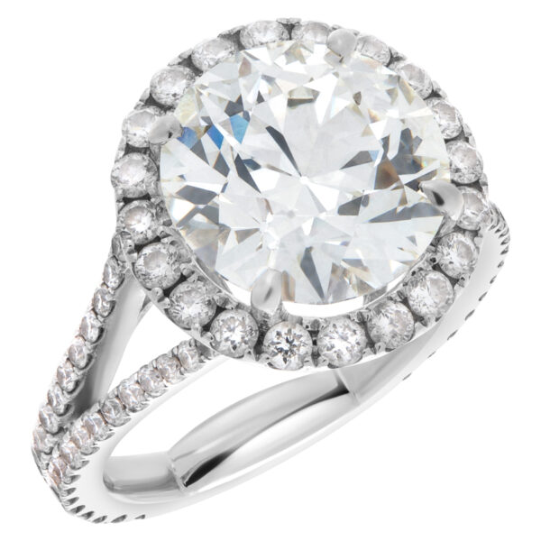 GIA certified diamond ring 4.39 carat (K color, VVS2 clarity) set in 18k white gold setting