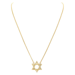 Star of David with pave 0.75 carat of diamonds in 18k yellow gold