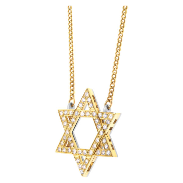 Star of David with pave 0.75 carat of diamonds in 18k yellow gold