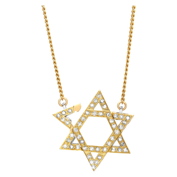 Star of David with pave 0.75 carat of diamonds in 18k yellow gold