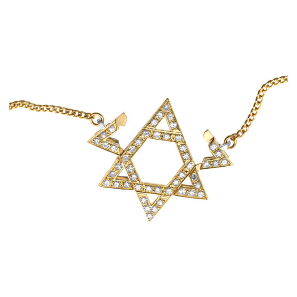 Star of David with pave 0.75 carat of diamonds in 18k yellow gold