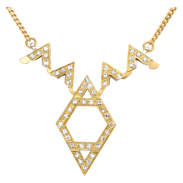 Star of David with pave 0.75 carat of diamonds in 18k yellow gold