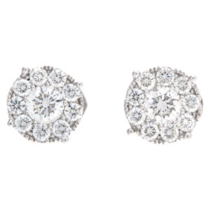 Cluster diamond earrings in 18k white gold