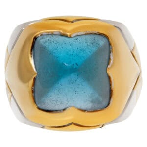 Bvlgari ring with blue topaz 18k white and yellow gold