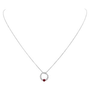 Ruby & diamond pendant in 14k white gold