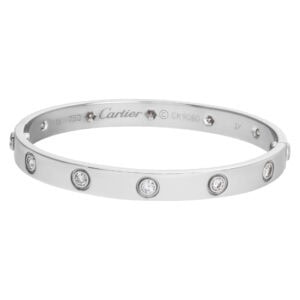 Cartier Love Bracelet in 18k white gold with 10 diamonds