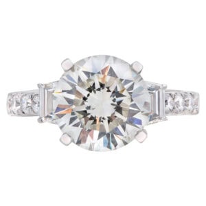 GIA certified round brilliant cut diamond 3.45 carat (K color, SI1 clarity) ring