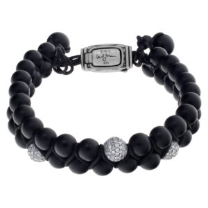 David Yurman Spiritual bracelet with black onyx beads and 3 diamond balls