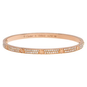 Cartier Love bracelet with pave diamonds Small model in 18k rose gold