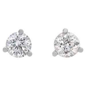 GIA certified round diamond studs 0.25 carat (I color, I1 clarity) and 0.26 carat (J color, I2 clarity) in 14k white gold